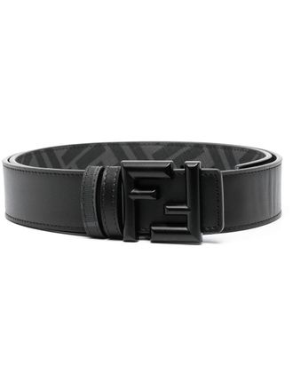 Fendi FF logo-buckle leather belt - Black