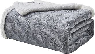 Luxury Home Louvre Embossed Sherpa Plush Throw Blanket