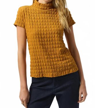 Joseph Ribkoff Textured Mock Neck Short Sleeves Boxy Top In Medallion