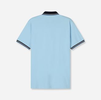 Olymp Poloshirt OLYMP Casual, Herren, Gr. M, blau (bleu), Piqu&eacute;, Obermaterial: 100% Baumwolle, Shirts Poloshirt, farbliche Kontrast-Details
