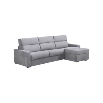 Dmora Sof&aacute; Cama Con Chaise Longue Celleno, Desenfundable, Con Almacenaje, Hidr&oacute;fugo, Multiuso, Transformable, 280x160 Cm, Gris