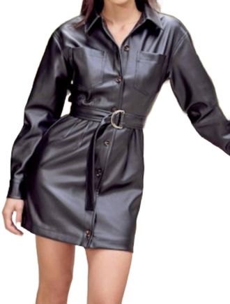 Greylin Augustine Belted Dress In Black