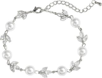 Untamed Petals Forever Pearl and Crystal Bracelet in Silver at Nordstrom