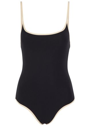 Toteme Contrasting-trim Swimsuit - Black - S (UK8-10 / S)