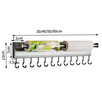 OEM Soporte Para Ganchos De Cocina, Gris Oscuro, Ganchos Extra&iacute;bles Y Desmontables, No Requiere Taladrar, 50 Cm