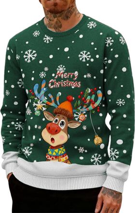 Generic Christmas Jumpers For Men Christmas Sweatshirt Men Winter Pullover Printed Crewneck Long Sleeve Jumper Casual Festive Pullover Winter Tops Xmas Graphi
