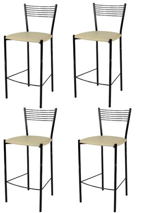Tommychairs Tommychairs 4 Taburetes Elegance En Acero Negro Asiento Polipiel Lin