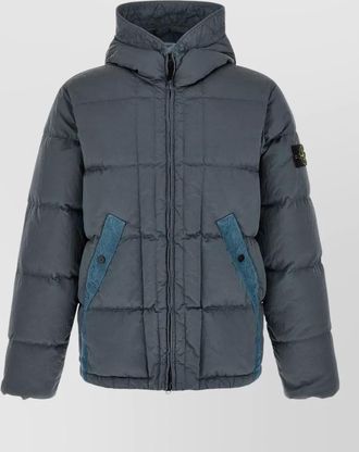 Stone Island down hooded quilted puffer jacket