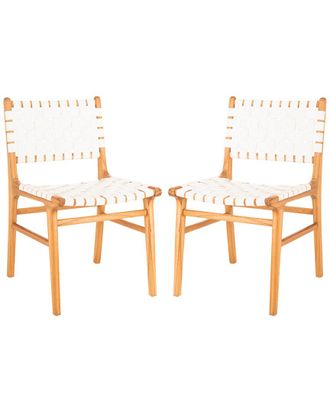 Safavieh Furniture Set Of 2 Taika Woven Leather Dining Chairs