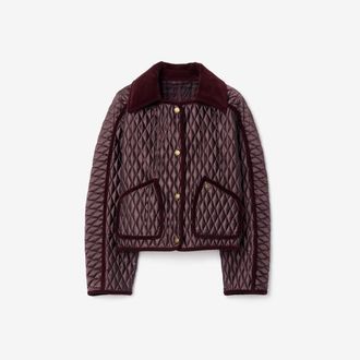 Burberry Cropped Quilted Nylon Floriston Jacket, Size: M