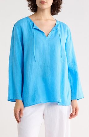 Eileen Fisher Princess Sleeve Linen Top in Azure at Nordstrom Rack, Size Xx-Small