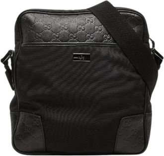 Gucci Pre-owned Guccissima Nylon Leder Schoudertas - unisex - Vintage Schoudertas - Zwart - ONE Size - Nylon - Vintage