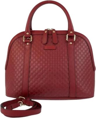Gucci Pre-owned Handbags, female, Red, Size: ONE SIZE Pre-owned Microguccissima Leather 2way bag