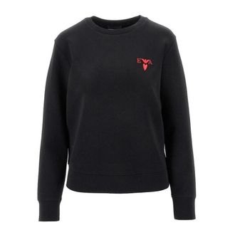 Emporio Armani Zwarte Logo Sweater Lange Mouw - Dames - Sweatshirts - Zwart - XS - Katoen - Hoodies & sweatvesten