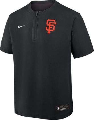 Nike San Francisco Giants Authentic Collection Nike Mens Dri-FIT MLB 1/4-Zip Short-Sleeve Windshirt in Black | 04HF0GIMGIA-Q9T