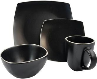 Gibson Soho Lounge Matte 16 Piece Dinnerware Set in Black at Nordstrom