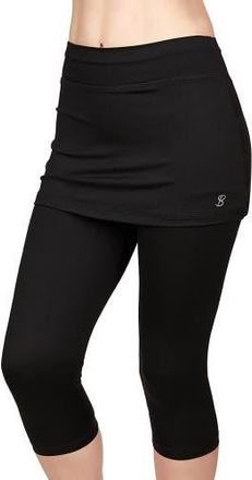Sofibella UV Staples Abaza 13in Womens Tennis Skirt with Capri Leggings in Black at Nordstrom, Size X-Large