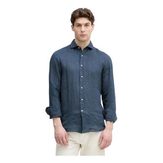 Benetton Linnen overhemd - Heren - Casual Overhemden - Blauw - XL - Linnen - Overhemden