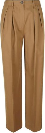 The Row pleated trousers - women - Cotton/Cashmere - 2 - Brown