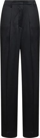 Dries Van Noten Portias Straight-leg Broeken - Dames - Wijde Broeken - Zwart - S - Satijn - Broeken