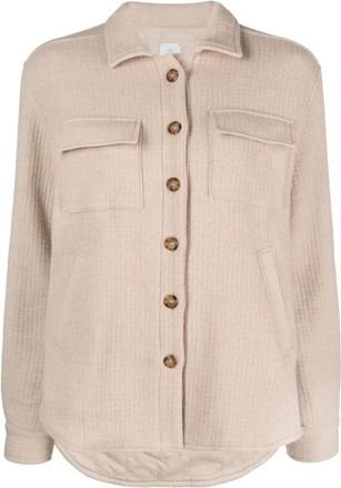 Eleventy Down Shirt - Dames - Overhemden - Beige - M - Wol - Overhemden