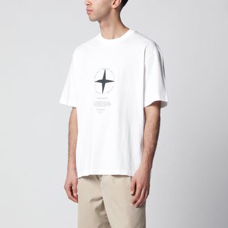 Stone Island T-shirt regular con stampa in cotone biologico bianca