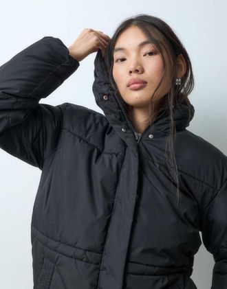 Jack & Jones piumino di media lunghezza con cappuccio nero