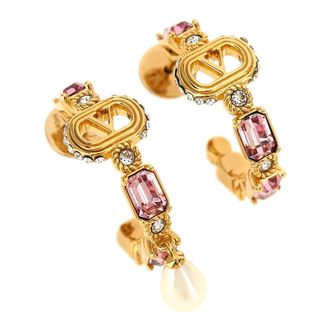 Valentino Garavani Accessoires, Dames, Geel, ONE Size, Ovalette Open-Hoop Oorbellen