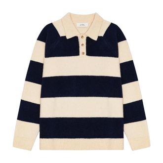 Les Deux Tops, Heren, Veelkleurig, M, Wol, Gestreepte Melange Gebreide Polo