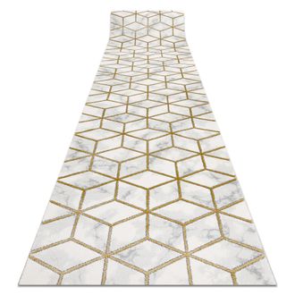 RugsX Rugsx - Alfombra De Pasillo Emerald Exclusivo 1014 Glamour, Elegante Cubo Crema / Oro 100 Cm Yellow 100x1200 Cm