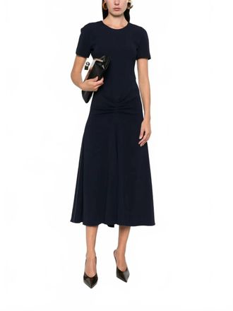 Victoria Beckham Gathered Detail Dress In Navy