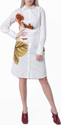 Ferragamo Ferragamo Botanical Print Cotton Shirt Dress