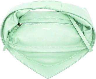Federico Cina Tassen, Dames, Groen, ONE Size, Mint Groen Leren Knoophandvat Tas