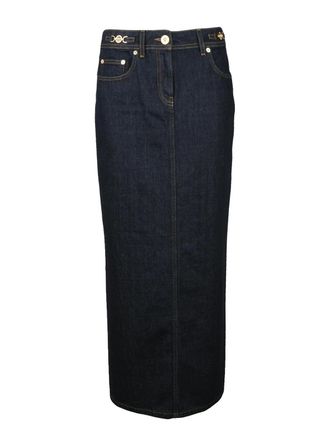 Versace Collection Long Denim Skirt - Navy Blue