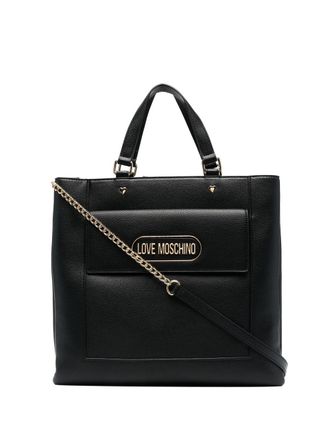 Love Moschino logo-plaque tote bag - women - Polyurethane - OS - Black