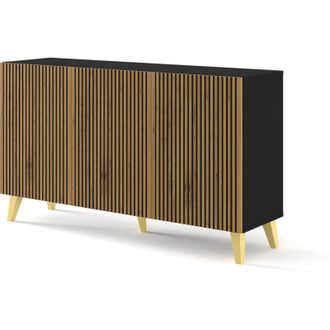 AC-D&eacute;co Mobile Ravenna P Mobile In Mdf Verniciato 150 3d Nero Rovere Artigianale Gambe Oro