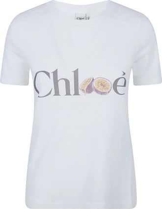Chlo&eacute; Baby Fit Logo T-Shirt - Dames - T-shirts - Wit - L - Katoen - Tops