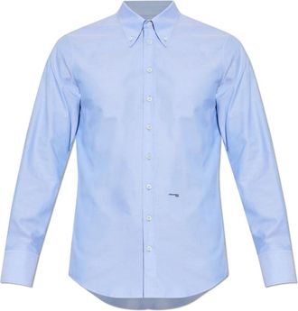 Dsquared2 Button-up Shirt - Heren - Zakelijke Overhemden - Blauw - M - Katoen - Overhemden