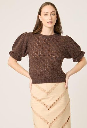 BTB Los Angeles Mel S/S Cardigan in Chocolate at Nordstrom, Size X-Small