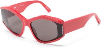 Balenciaga Rode Zonnebril met Originele Accessoires - Dames - Zonnebrillen - Rood - 66 MM - Accessoires