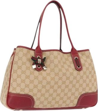 Gucci Pre-owned Tote Bags, female, Beige, Size: ONE SIZE Pre-owned Leather Tote Bag