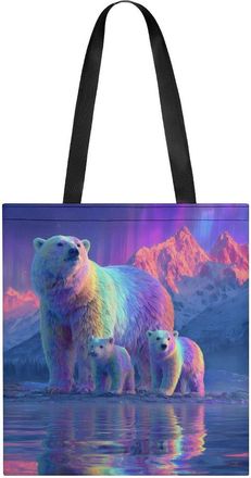 Generic Northern Lights Bear Tote Bag for Women Men Shoulder Bags Purses Pouch Handbags