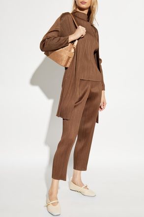 Pleats Please Issey Miyake Pleated Trousers, Womens, Brown