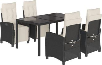 vidaXL Set De Muebles Jard&iacute;n 5 Pzas Con Cojines Rat&aacute;n Sint&eacute;tico Negro Vidaxl
