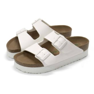 Birkenstock Womens Arizona Grooved Platform Papillio Sandals In White