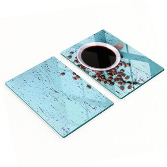 OEM Taglieri Da Cucina In Vetro Con Grafica, Colore Nero/caff&egrave;, 2x40x52 Cm