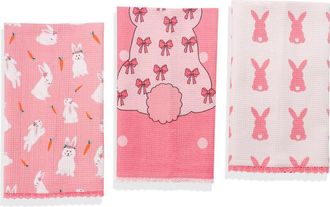 Tiramisu Sweet Bunny Set of 3 Cotton Kitchen Towels in Pink at Nordstrom Rack