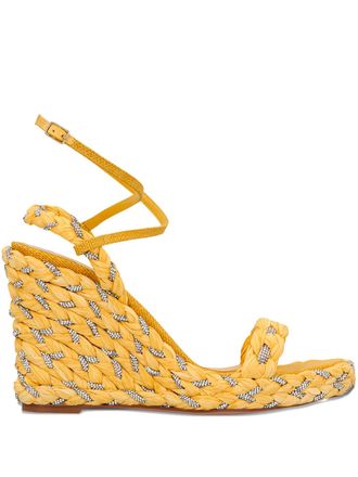 Aquazzura woven wedge sandals - women - Viscose/Polyester/Fabric/Rubber - 37.5 - Yellow