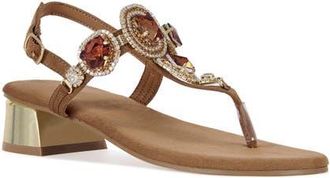 Azalea Wang Behitha T-Strap Sandal in Brown at Nordstrom, Size 10
