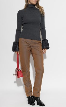 Alexander McQueen Cotton Crease-front Trousers, Womens, Brown